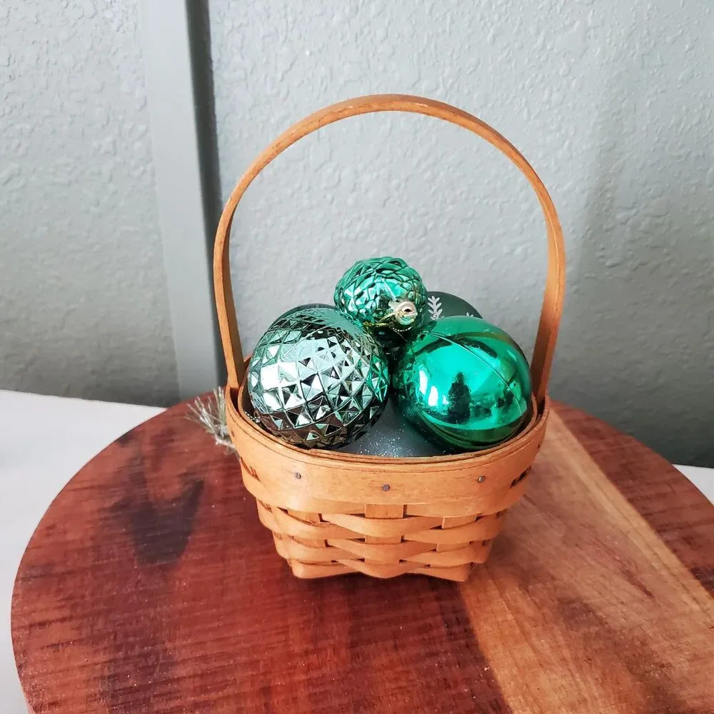 Longaberger 1993 Inaugural Basket Protector & 6 Christmas Holiday Ornaments